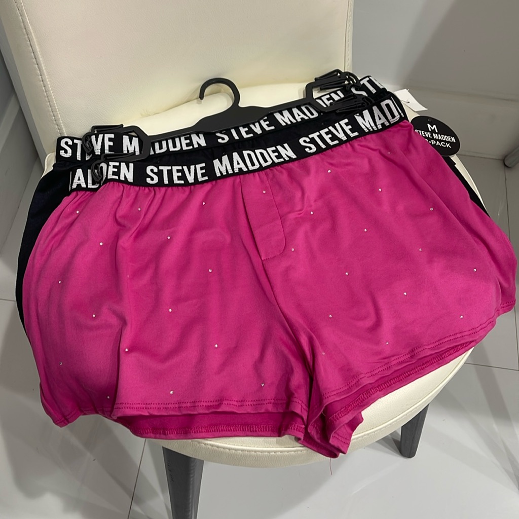 Steve Madden Set Of 2 Pink/Black/White "Diamonds" Loungewear/Pj Shorts